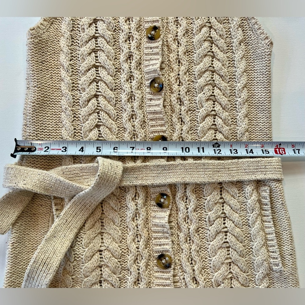 Ann Taylor LOFT Petite (medium) XXSP Cable Knit Mid Length Vest Cotton Wool - Picture 7 of 12
